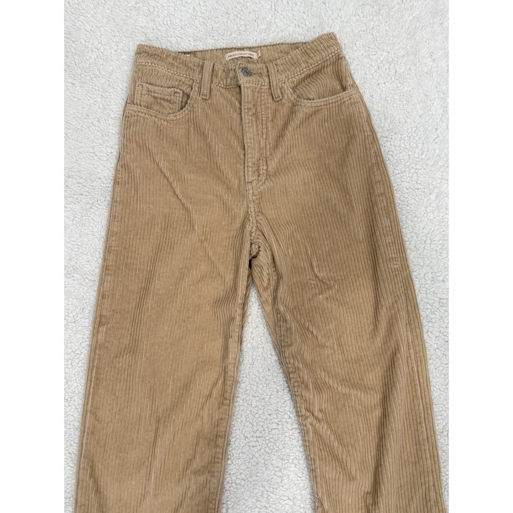 Levi Corduroy Pants Size 27 Tan Wide Leg High Rise Cotton Casual Retro Chic - Picture 2 of 11
